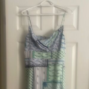 LOFT Patchwork Midi Dress - Blue and Green